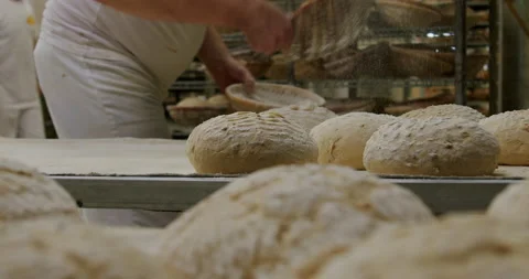 Making sourdough bread at a bakery 4K. Stock Footage 221565347