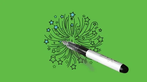 Making sparkler firework in round shape with blue colour in black outline 動画素材 157602819