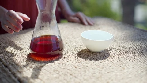 Making speciality coffee at home. Filter coffee on the terrace with a view. A Stock Footage 129317853