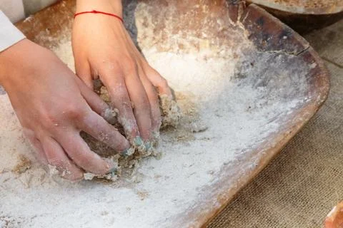 Making spelled (einkorn) bread Stock Photos