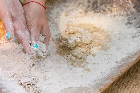 Making spelled (einkorn) bread Stock Photos