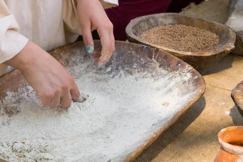 Making spelled (einkorn) bread Stock Photos