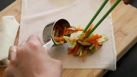 Making A Spring Roll Stock Footage 232970715