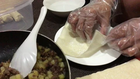 The making of Spring Rolls Stock Footage 160066557