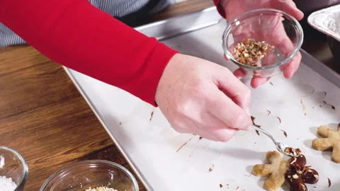 Making Star-Shaped Cookies with Chocolate and Peppermint Chips Stock Footage 317321613