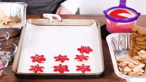 Making Star-Shaped Cookies with Chocolate and Peppermint Chips Stock Footage 317837530