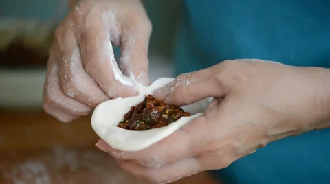 Making of steamed stuffed bun 库存影片 27450211