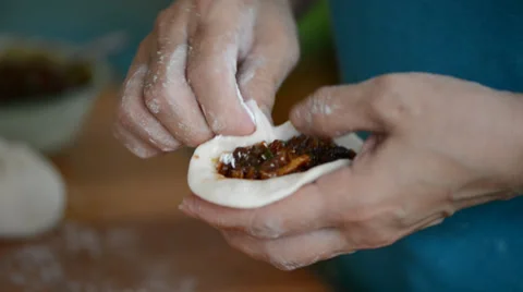Making of steamed stuffed bun 库存影片 27450267