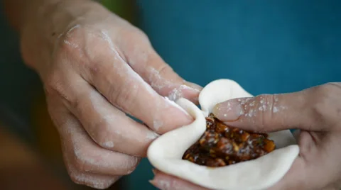 Making of steamed stuffed bun Video stock 27450302