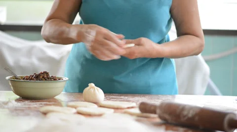 Making of steamed stuffed bun 库存影片 27450347