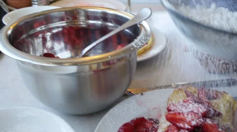 Making a strawberry crepe breakfast Stock Footage 54710315