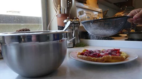 Making a strawberry crepe breakfast Stock Footage 54710472