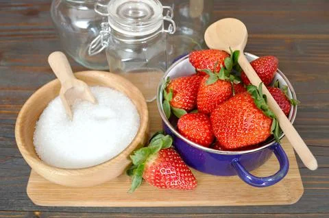 Making strawberry jam Stock Photos