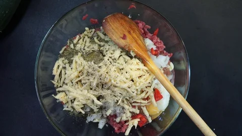 Making stuffing overhead Stock Footage 119780964