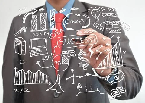 Making a Success Concept drawing Stock Photos