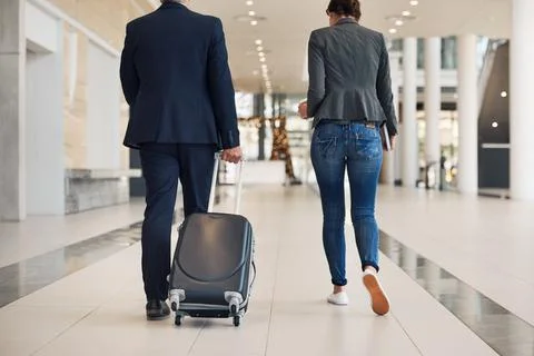 Making sure we make the flight on time Stock Photos