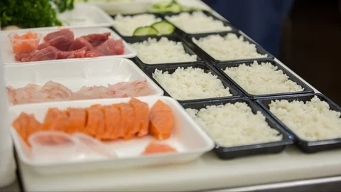 Making Sushi Stock Footage 106097098