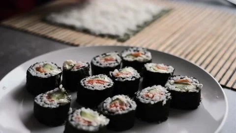 Making sushi at home Stock Footage 168478859
