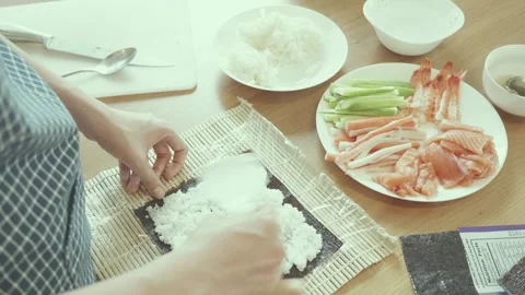 Making Sushi Rolls: A Step-by-Step Guide Stock Footage 314221700