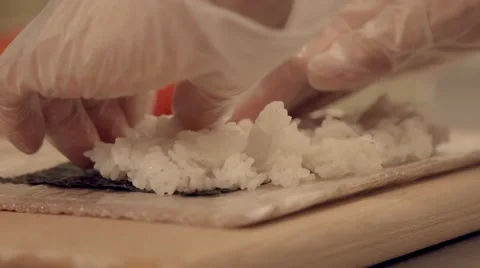 Making the sushi in slow motion Stock Footage 67858847