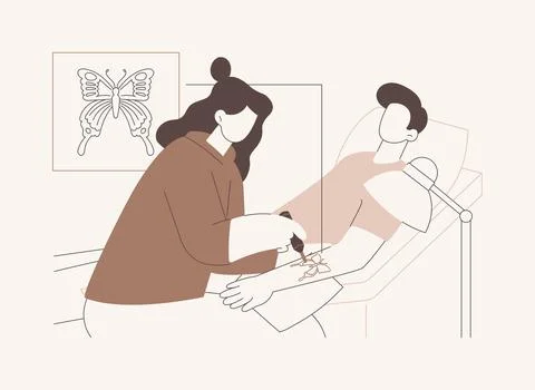 Making tattoo isolated cartoon vector illustrations. イラスト素材