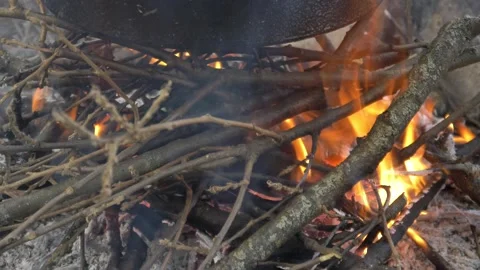 Making tea in the campfire_camping HD 1080 Stock Footage 147493872