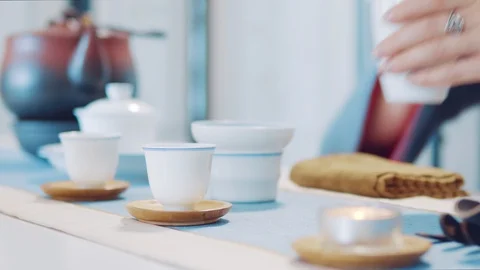 Making tea at the tea ceremony. Stock Footage 125707111