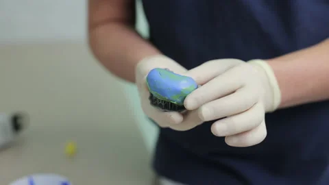 Making a template for temporary veneers with A-silicone and printed plastic 3D Stock Footage 194461745