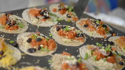 Making of Thai Crispy Pancake rumpled on hot plate in the gourmet market Video stock 61554672