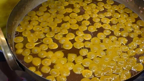 Making Thai dessert of Sweet egg floss ,thailand Stock Footage 79866545