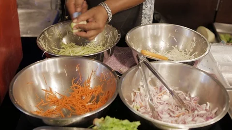 Making of thai vegetabe salad Stock Footage 126541268