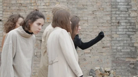 Making their way in the ruins Stock Footage 108330325