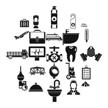 Making things icons set, simple style Stock Illustration