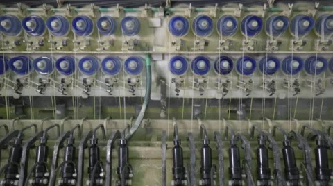 Making of thread.-cleaning threads Stockbeeldmateriaal 56378963