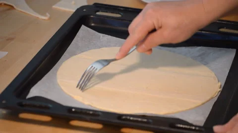 Making Tiny Holes On Dough For Cooking Stock Footage 52325232