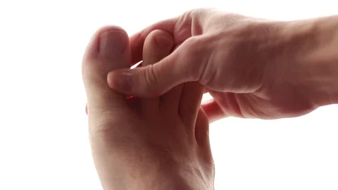 Making toe massage barefoot Stock Footage 74291315