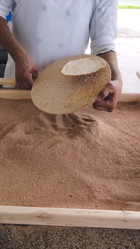 Making traditional arabic bread - baking process Stock Footage 314513672