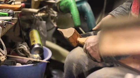 Making traditional kemence at a workshop, fg01 Stock Footage 255943122