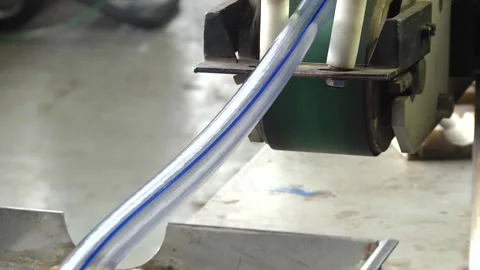 Making transparent silicone tubes at the factory. Video stock 108391836