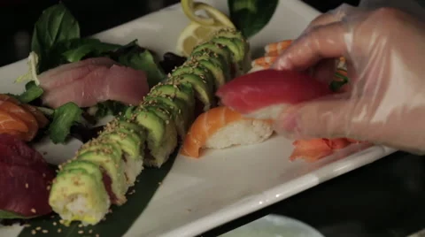Making Tuna Nigiri. Stock Footage 53862494
