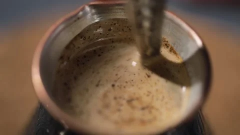 Making Turkish coffee in copper cezve Stock Footage 168572065