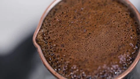 Making Turkish coffee in copper cezve Stock Footage 168616004
