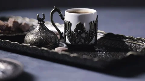 Making Turkish coffee in copper cezve Stock Footage 168616376