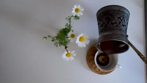 MAKING TURKISH COFFEE, CUP AND COFFEE Stock Footage 243756154