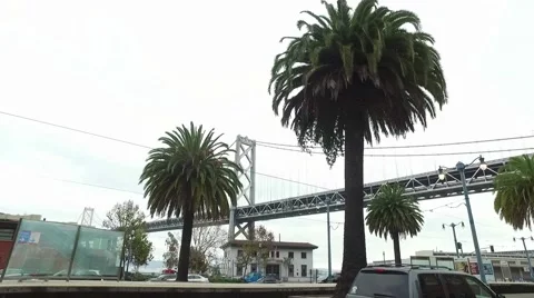Making a turn next to San Francisco Bridge Stock Footage 58429511