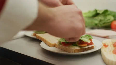 Making two sandwiches Stock Footage 99940553