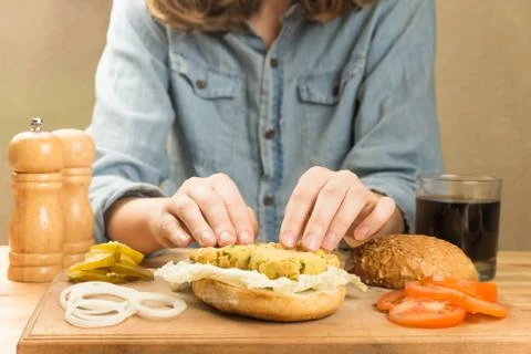 Making vegan burger Stock Photos