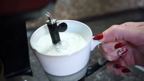 Making vegan cappuccino Stock Footage 128307600