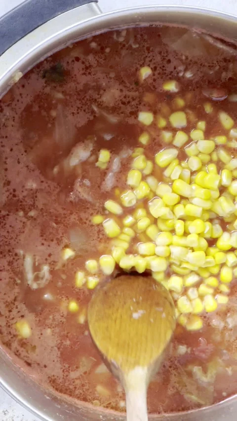 Making vegetable beef soup Stock Footage 223189754