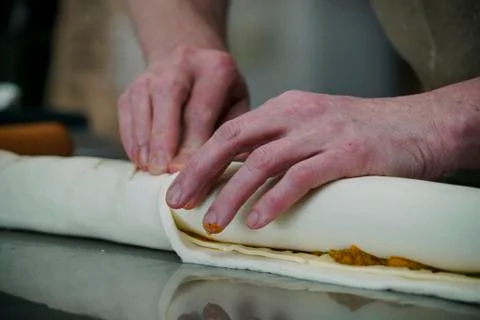 Making vegetable pastries Stock Photos